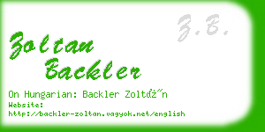 zoltan backler business card